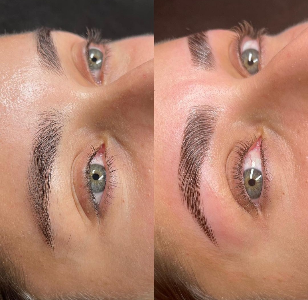 Before and after brow lamination
