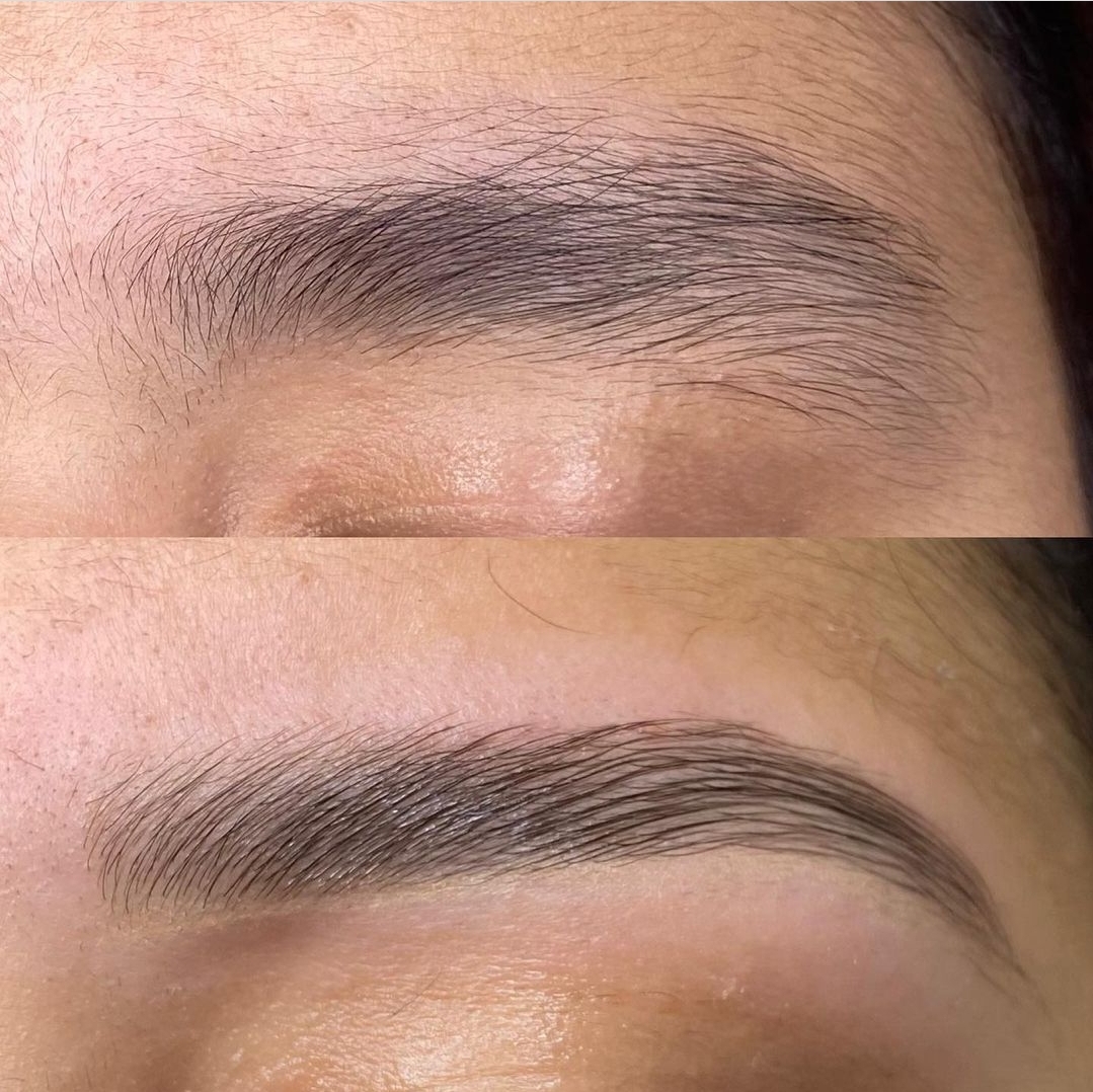 Before and after brow lamination