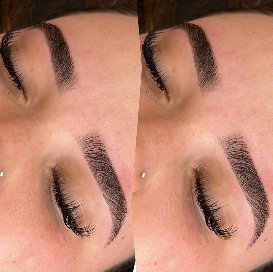Before and after brow lamination